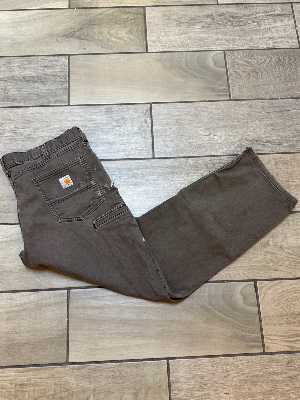Carhartt Relaxed Fit Brown Work Pants Distressed With Paint Splatter
